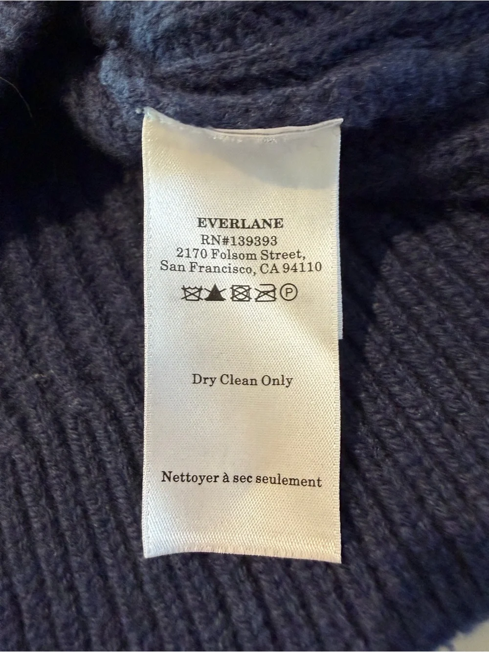 Everlane Navy Wool Half-Zip Ribbed Sweater